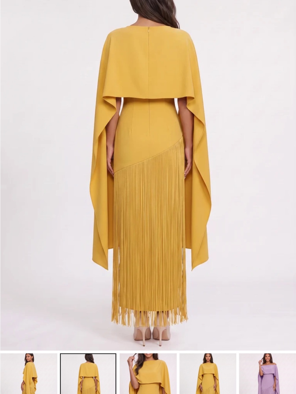 Women's Mustard Fringe Maxi Skirt with Draped Cape